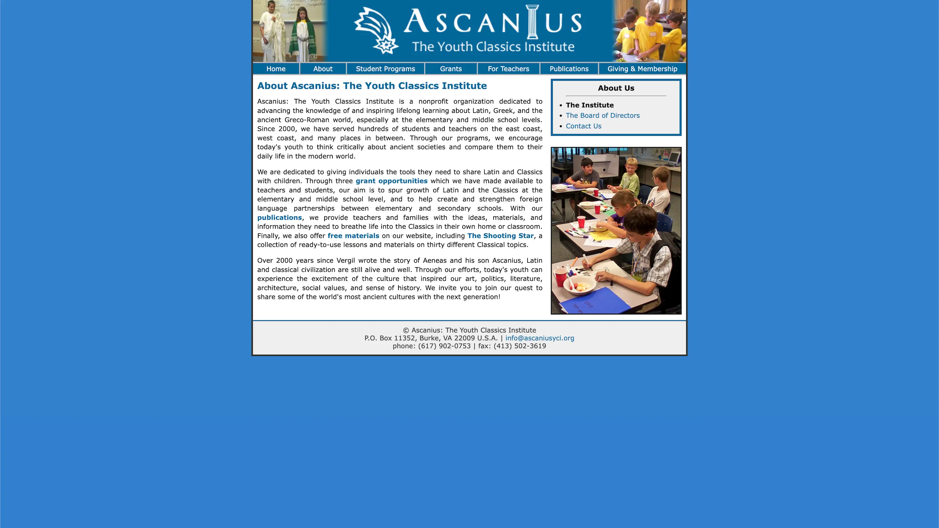 Ascanius’ original HTML website before the redesign